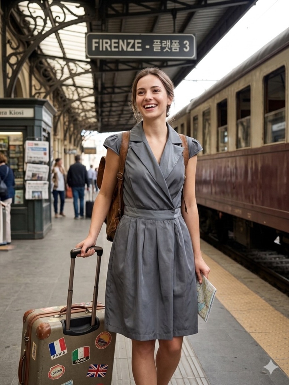 FIG- Canadian Travel Eco-conscious Brand Easy On Gray Dress Cap Sleeve V Neck